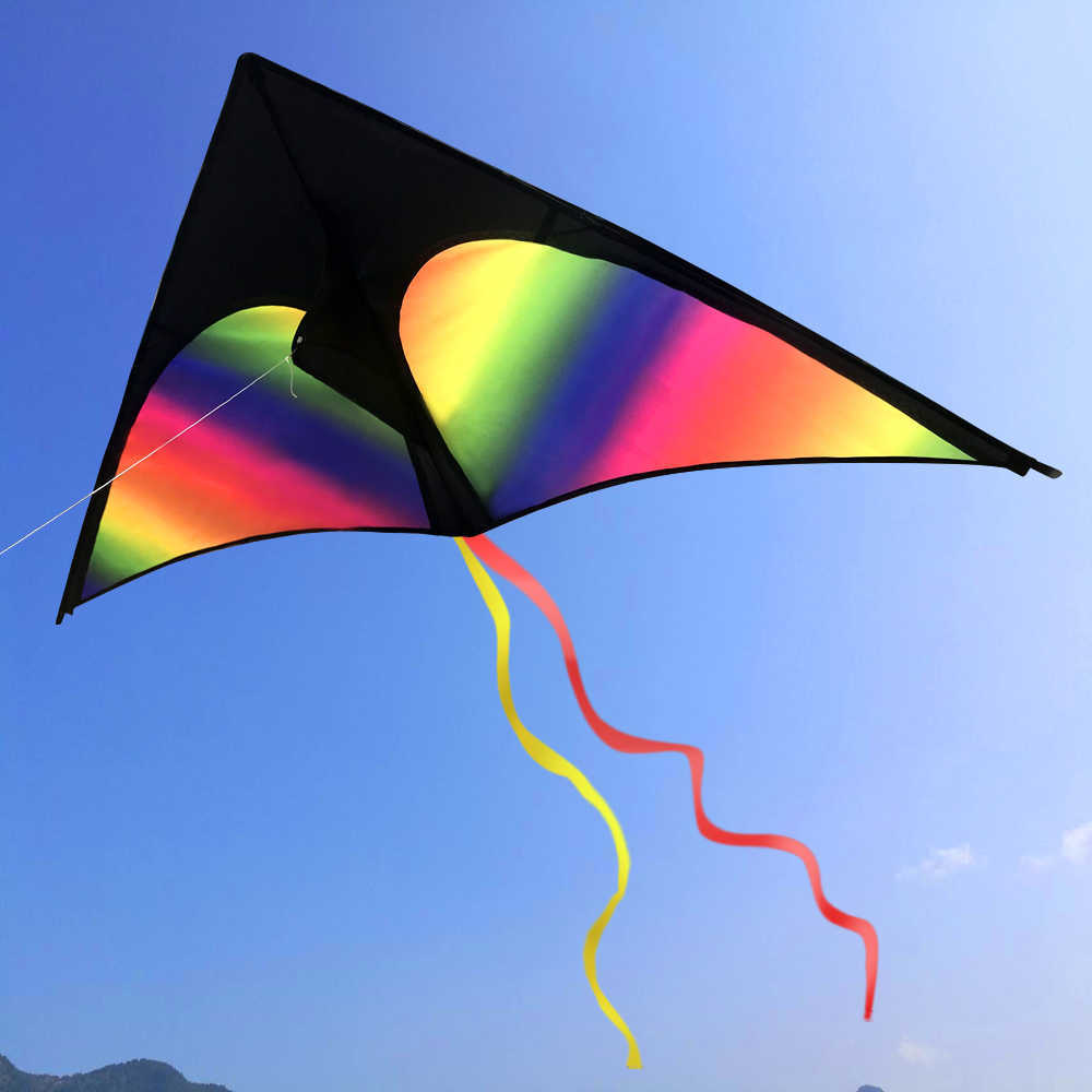 Forte Rainbow Kite Long Colorful Tail! Enorme Kites Delta para crianças adultos de 57 polegadas vêm com corda e manuseio 0110