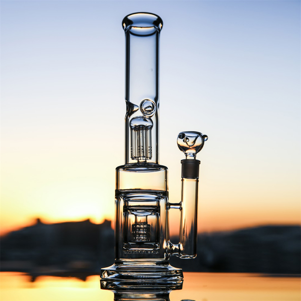 Tubo reto Bong de vidro Bubblers Matrix Pneu Perc Hookahs Braço grosso Árvore Percolador Plataforma de petróleo Tubos de água com junta de 18 mm