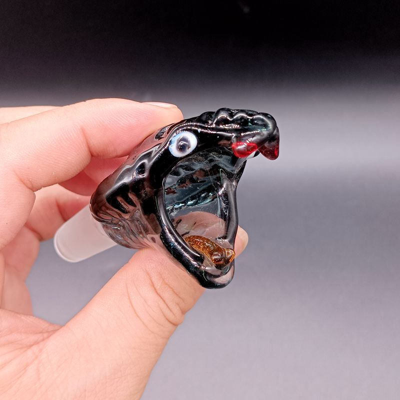 14mm crocodile narguilé pièces mignon animal serpent embout buccal avec poignée coloré fumer bol verre pipe à eau barboteur livraison gratuite