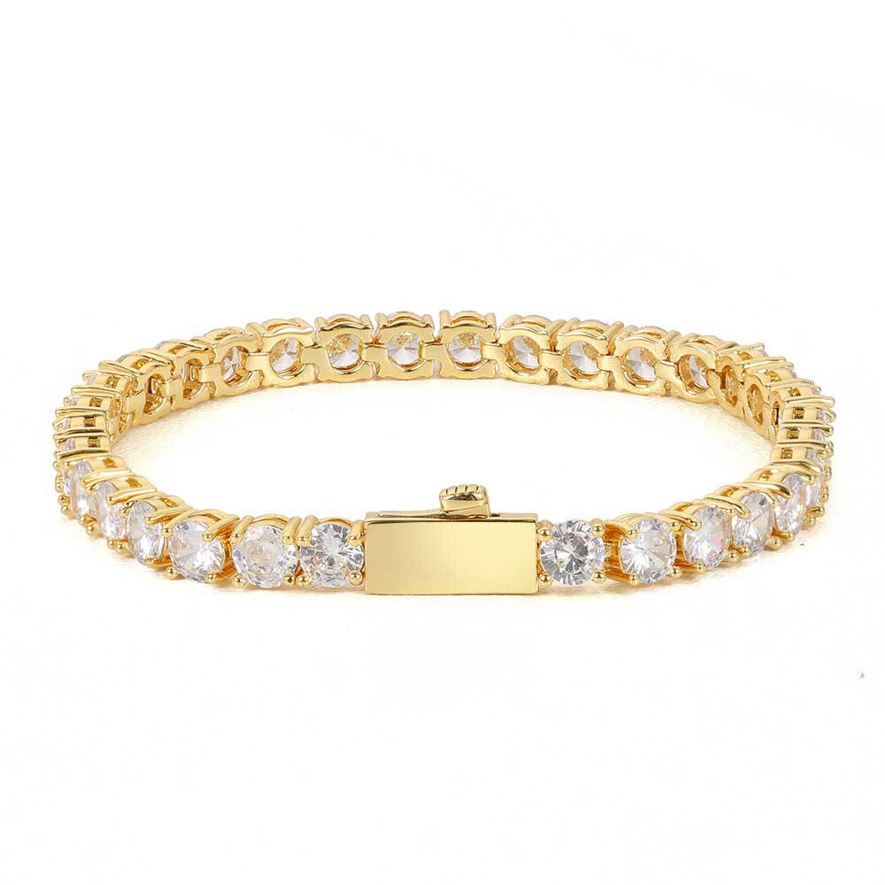 Bracelets de bijoux 3mm 4mm 5mm Chaînes de tennis Design pour femmes Hommes Chaîne hip hop Bracelet en acier titane avec diamant CZ Lover Gold S275h