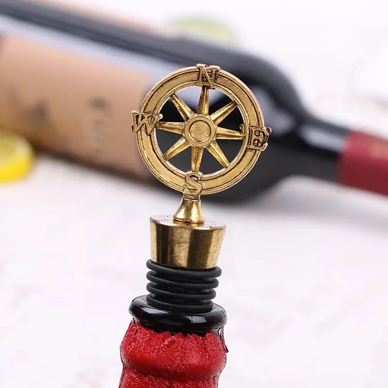 Our Adventure Begins Gold Compass Bottle Stopper Wedding Favors Wine Stoppers Bar Party Supplies 0110