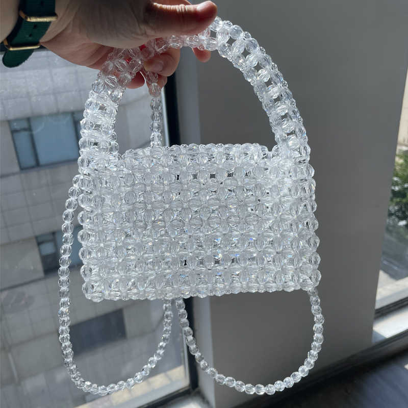 Evening bag Long Chain Customized Green Bead Bag Hand-Woven Celebrity Handbags U