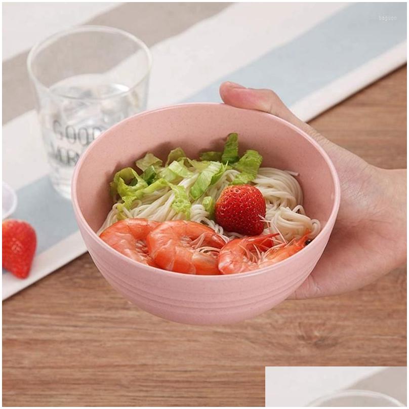 Dinnerware Sets Wheat St Unbreakable Reusable Lightweight Bowls Cups Plates Tableware Kitchen Cutlery Set Retail Drop Delivery Hom252H