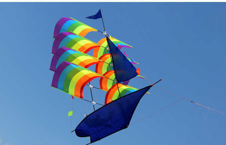 Kites Outdoor Fun Sports 3D/Rainbow Stereo Sailoat Kite مع مقبض وخط طيران جيد 0110