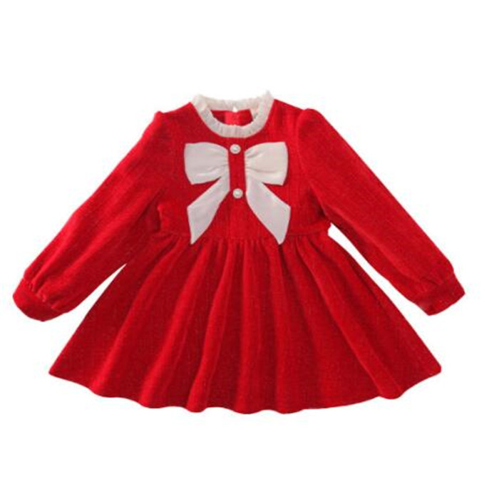 Crianças bebê meninas vestido de lã criança comprimento infantil manga arco saia princesa inverno roupas infantis vestidos casuais