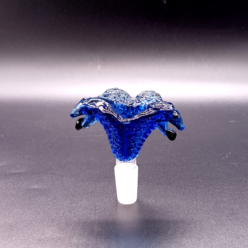 Blauwe dubbele cobra hoofdglas bongbommen accessoires 14 mm 18 mm mannelijk voor waterpijp rokende waterpijp