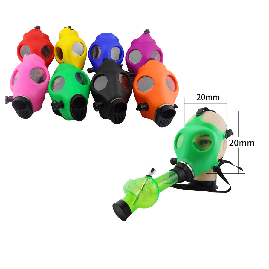 Silicone Fumer Masque À Gaz Tuyaux Bongs Shisha Narguilé Pipe À Eau FDA Silicone Crâne Acrylique Bong Pipe Huile Dab Rigs Pipes À Fumer