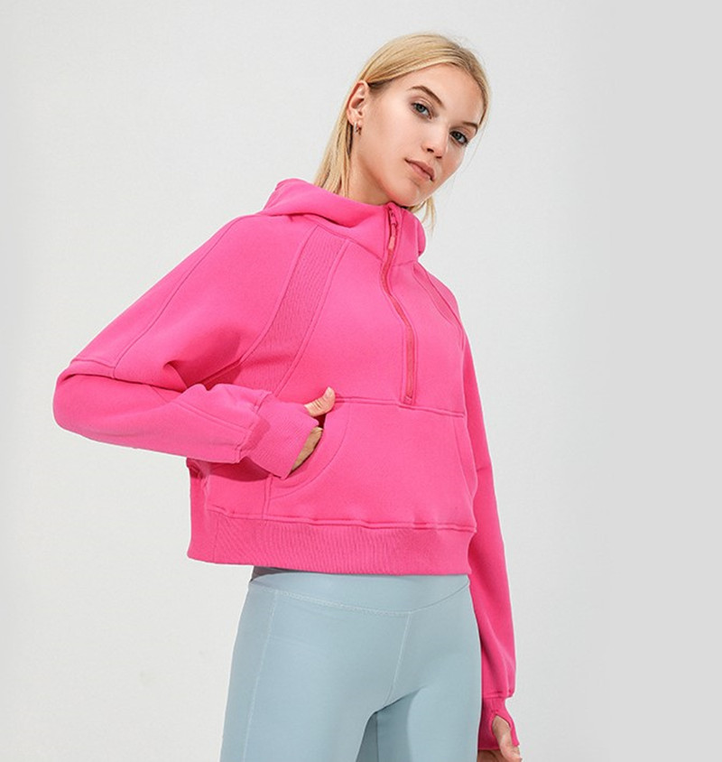 LL-88288 Kapuzenpullover, Übung, Fitness, Damen, Yoga-Outfit, Sportbekleidung, kurze Außenjacken, Outdoor-Bekleidung, lässig, für Erwachsene, Laufen, mit Kapuze, lange Ärmel