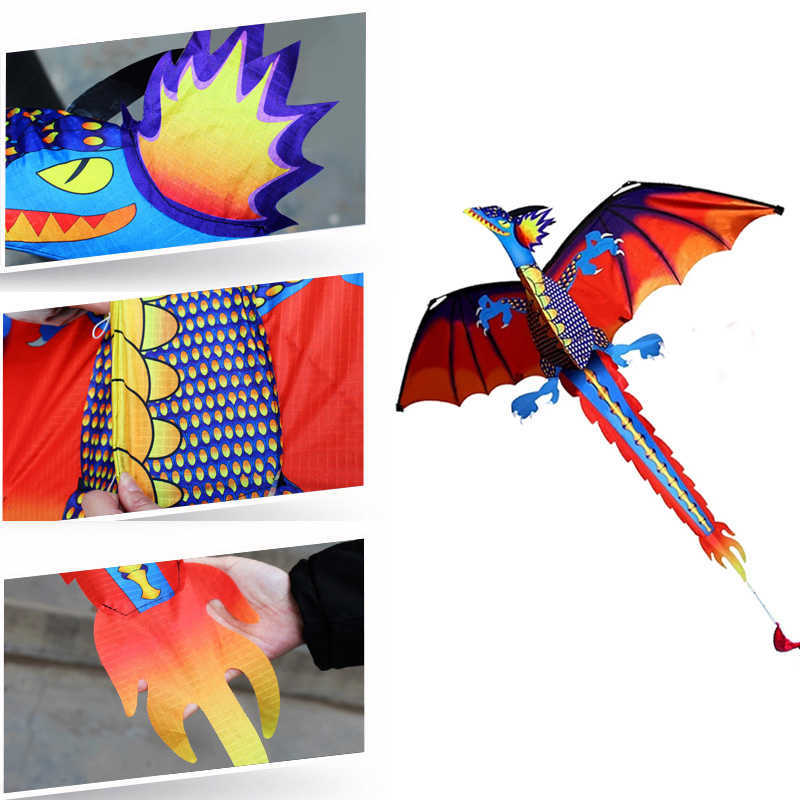 3D Pterosaur Animal Dinosaur Children's Toys Outdoor Sports Fun Children Gift Dragon s With Handle Kite Tail 0110