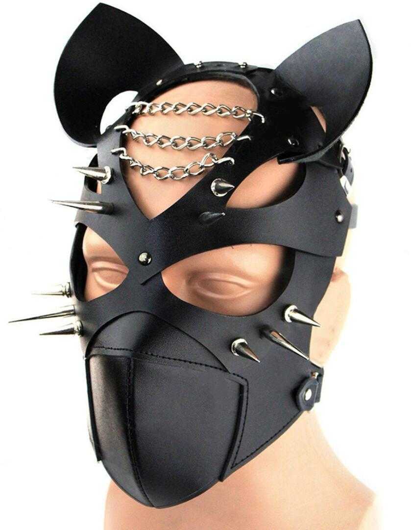 Articoli di bellezza Bdsm Fetish Maschera in pelle uomo Donna Cosplay regolabile Unisexy Bondage Cintura Restrizioni Maschere schiavo Coppie S2593