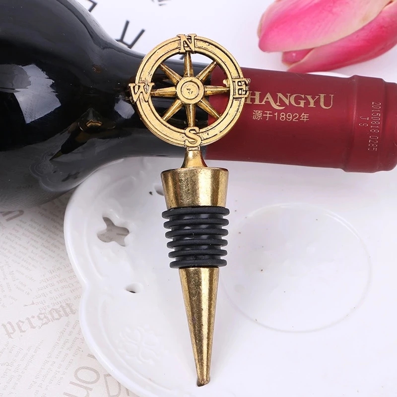 Our Adventure Begins Gold Compass Bottle Stopper Wedding Favors Wine Stoppers Bar Party Supplies 0110