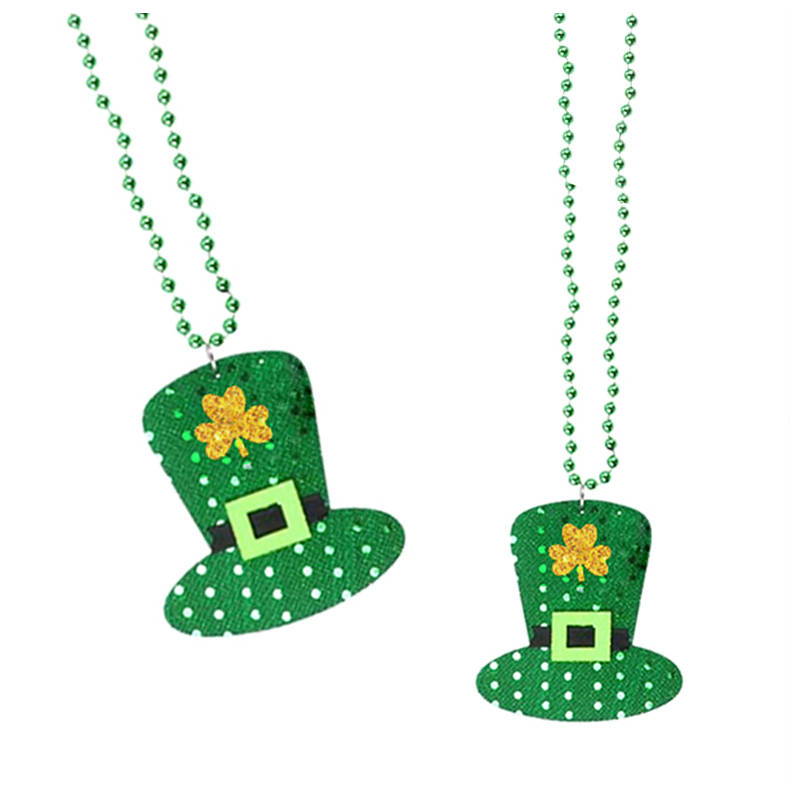 Irish Day Party Shamrock Necklace Decoration For Celebrating St. Patricks Day Green Lucky Grass Happy St. Patricks Party Gift