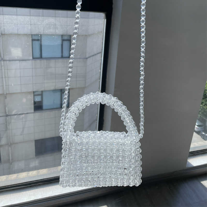 Evening bag Long Chain Customized Green Bead Bag Hand-Woven Celebrity Handbags U