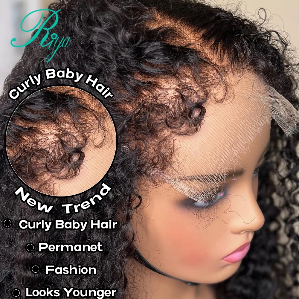Hurtownia Curly HD Lace Peruka 100% Virgin Human Hair 4b 4c Curly Lowers Afro Kinky Curly Lace Front Peruka z kręconą krawędzią