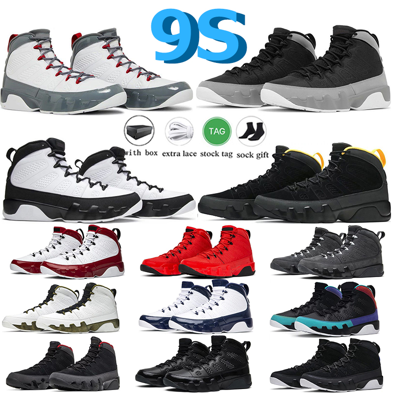 9 9s mens basketball shoes Fire Red Particle Grey Bred Racer Blue Anthracite Chile Change The World University Gold men sports trainers sneakers 7-13