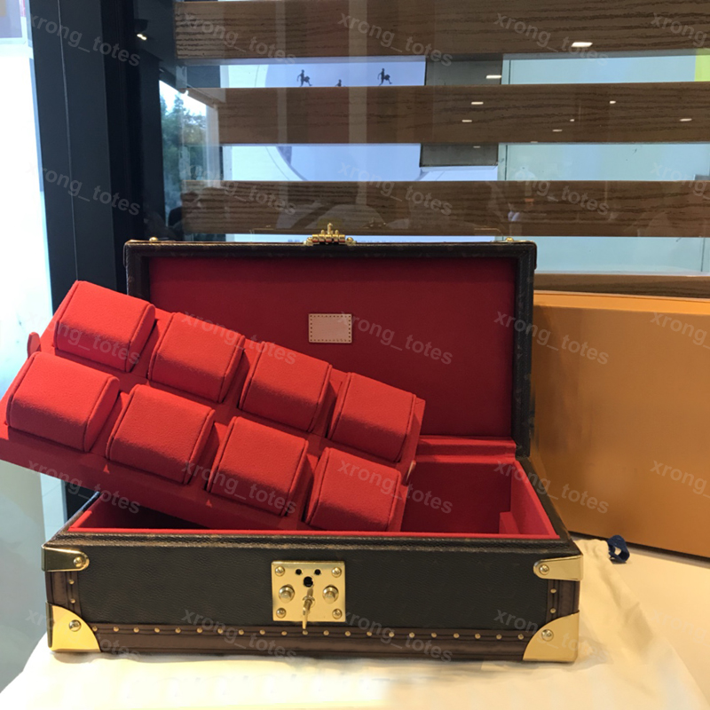 男性デザイナーブリーフケース高級時計ケースハードケース財布ラップトップバッグレッドインナーファッション財布サイズ 34x18x11cm
