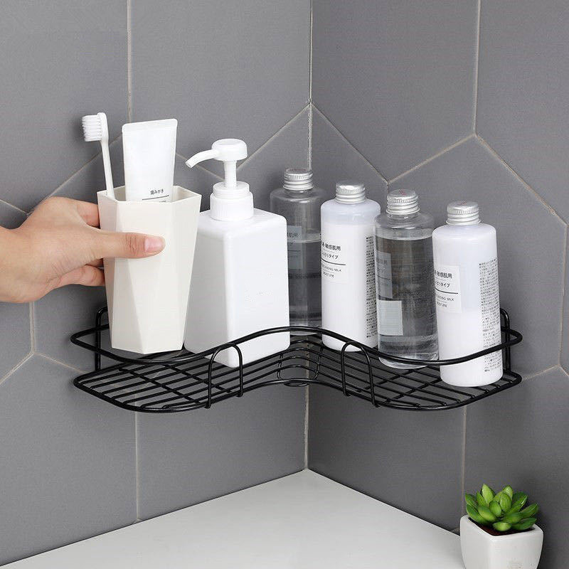 Iron Bathroom Shelf Shower Caddy Wall Mount Shampoo Storage Shelves with Suction Cup Kitchen Organizer Bathroom Accessories FSTLY155