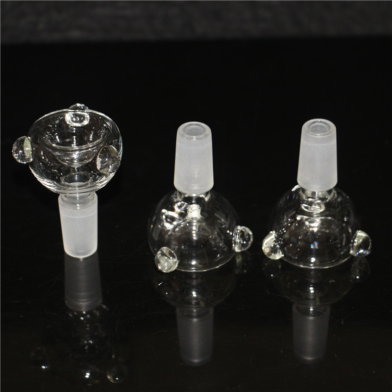 Narguilés Fumer Embouts de bouche Bols à fumer en verre avec poignée couleur claire classique bong bol 10 14 18mm mâle porte-herbes sèches pour pipe à eau dab rig