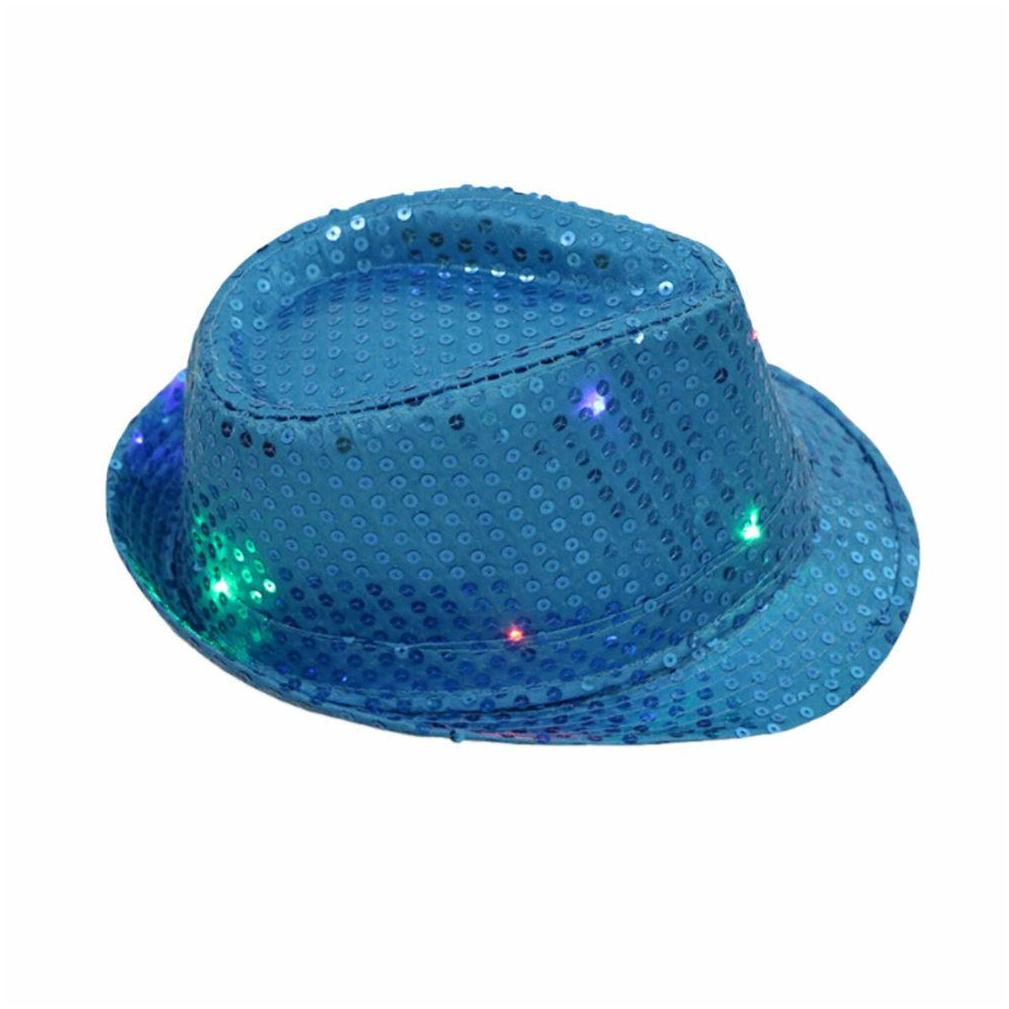 Party Hats Mens Flashing Light Up Led Fedora Trilby Sequin Fancy Dress Dance Hat For Stage Wear Drop Delivery Home Garden Festive 280P