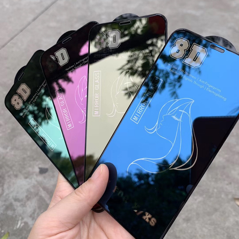 8d Beauty Mirror Tempered Glass Phone Screen Protector f￶r iPhone 14 13 12 Mini 11 Pro Max SE XR X XS 8 7 6 med detaljhandelspaket