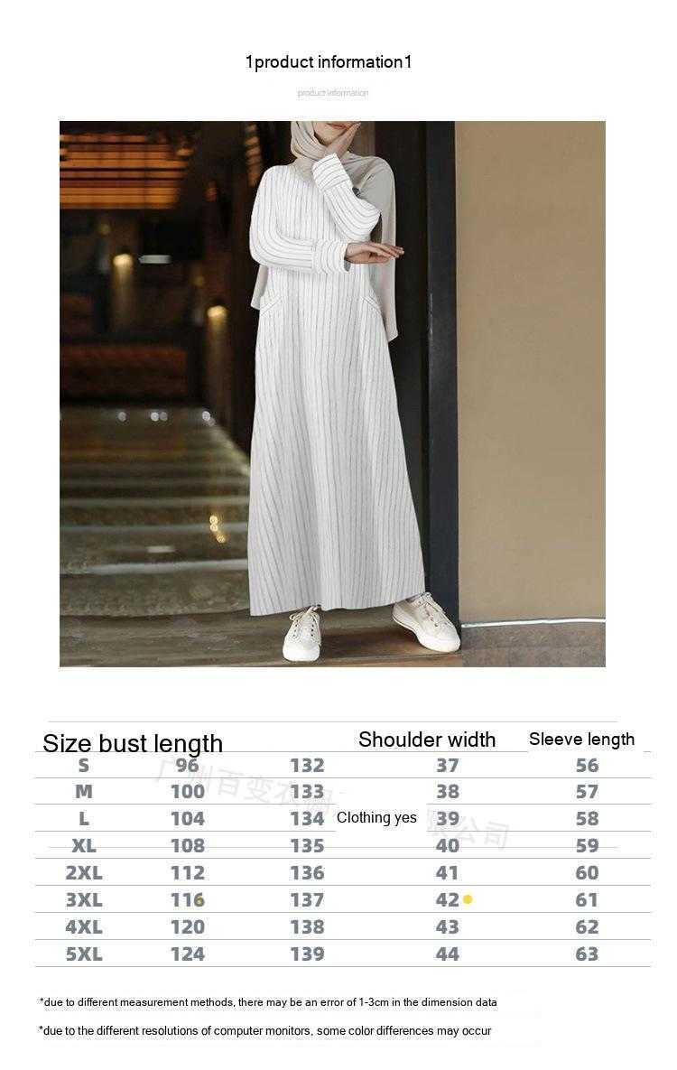 Muslimska kvinnor bär lång klänning retro plus size mode casual kläder hylsa