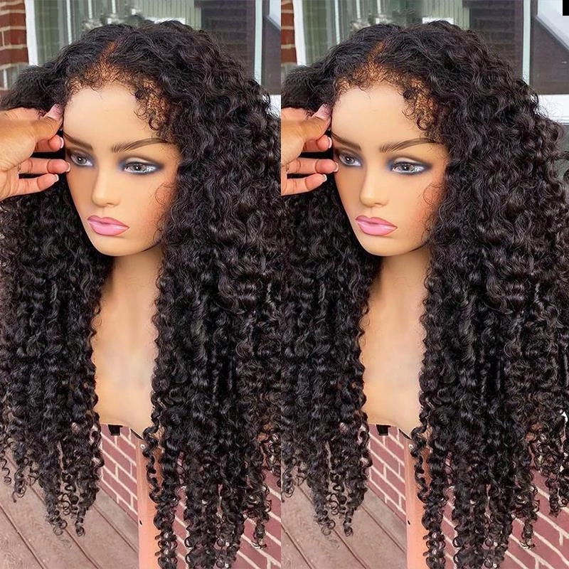 Hurtownia Curly HD Lace Peruka 100% Virgin Human Hair 4b 4c Curly Lowers Afro Kinky Curly Lace Front Peruka z kręconą krawędzią