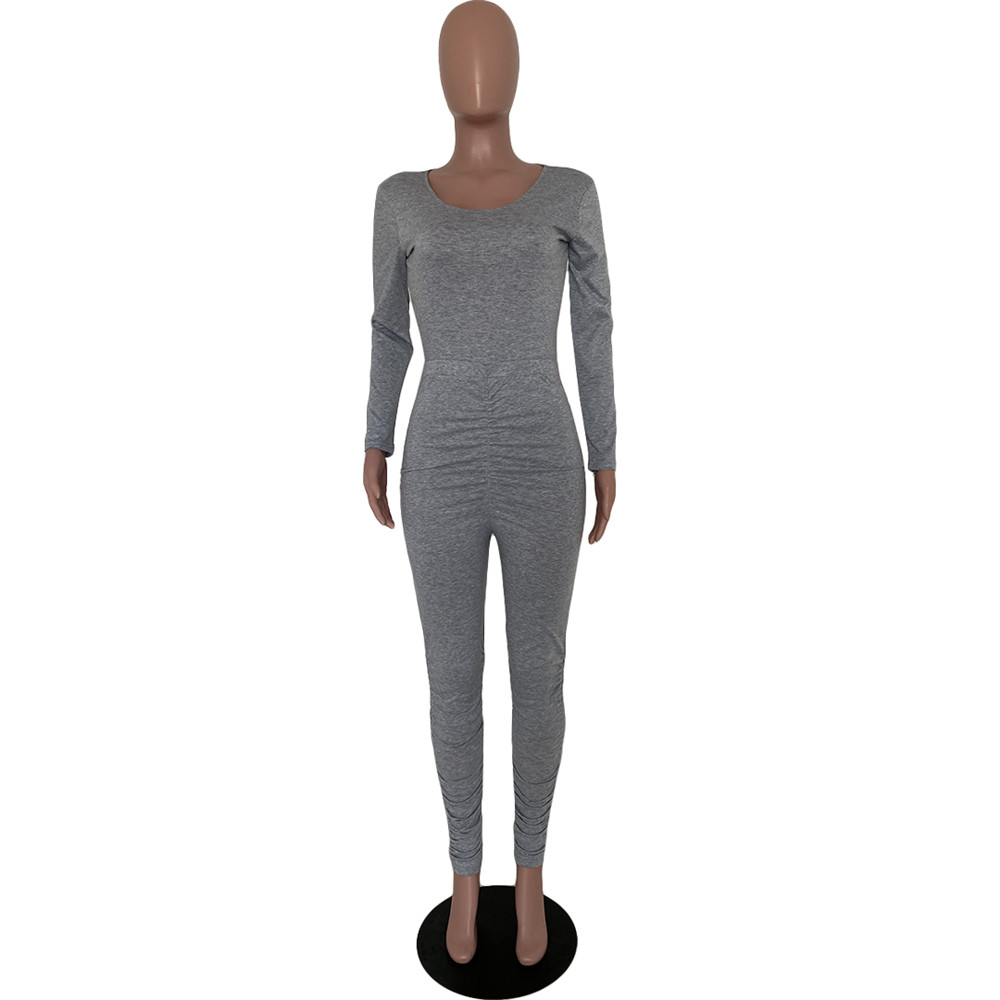 Ontwerper Jumpsuits Vrouwen Bodycon Rompertjes Herfst Kleding Effen Jumpsuits Met Lange Mouwen Een Stuk Outfits Skinny Overalls Leggings Casual Streetwear Groothandel 8467