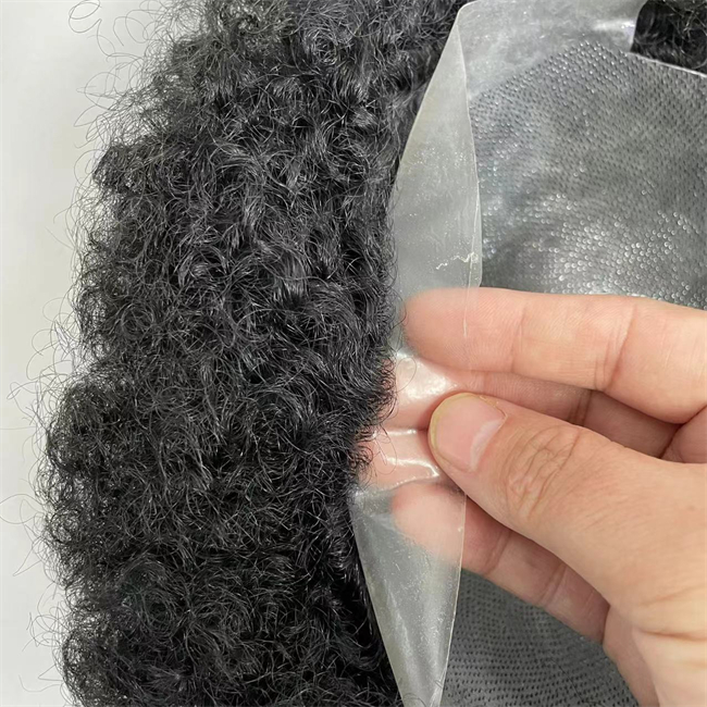 Pezzo di capelli umani vergini brasiliani onda 8mm 8x10 parrucchino completo in PU pelle sottile uomo