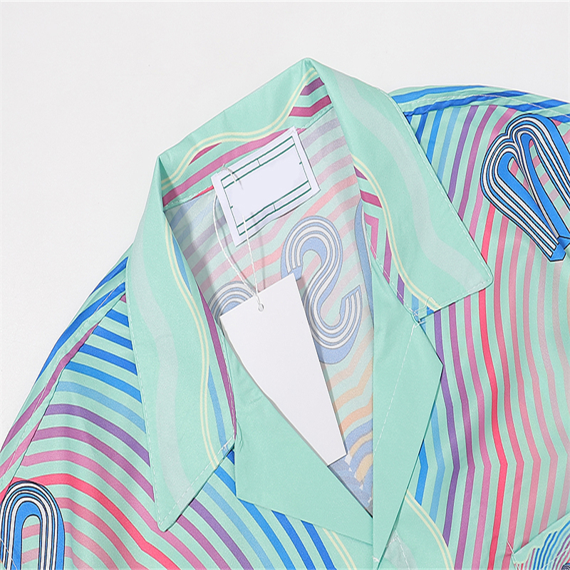 Casablanc-S 22ss مصمم قمصان ماساو سان طباعة رجل عارضة قميص إمرأة فضفاض الحرير قميص قصير الأكمام الفاخرة تي شيرت عالية الجودة تيز حجم M-3XL # 888