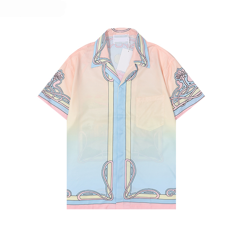 Casablanc-s 22ss designerskjortor Masao San tryck herr fritidsskjorta dam lös sidenskjorta kortärmad lyx t-shirt högkvalitativ t-shirt storlek M-3XL #88888888