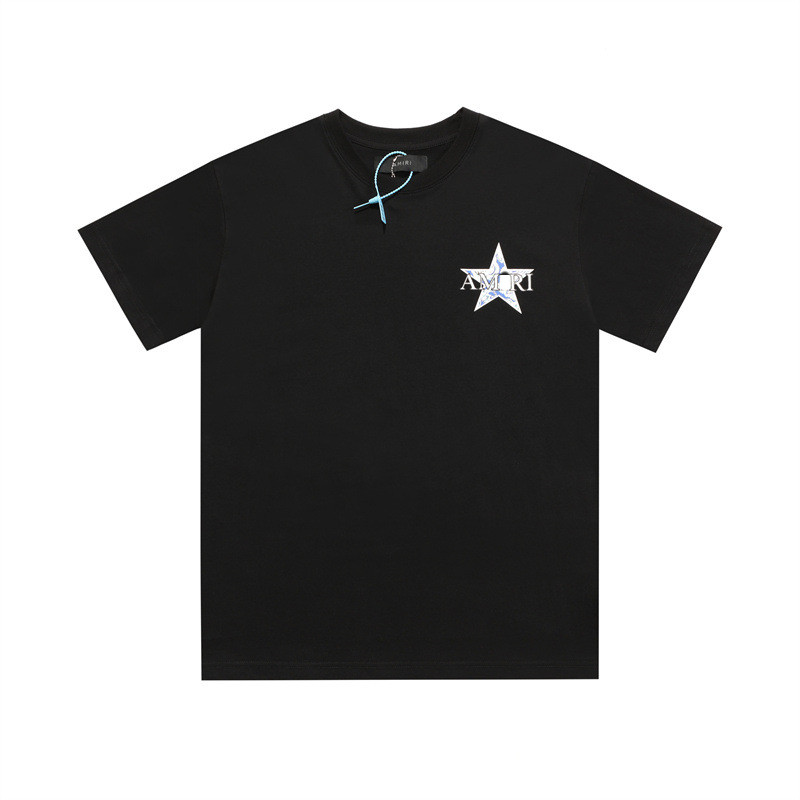 T-shirts voor heren High Street Cashew Flower Vijfpuntig Star Logo Gedrukte korte mouw T-shirt Letter Losse paar T-shirt 100% Katoen