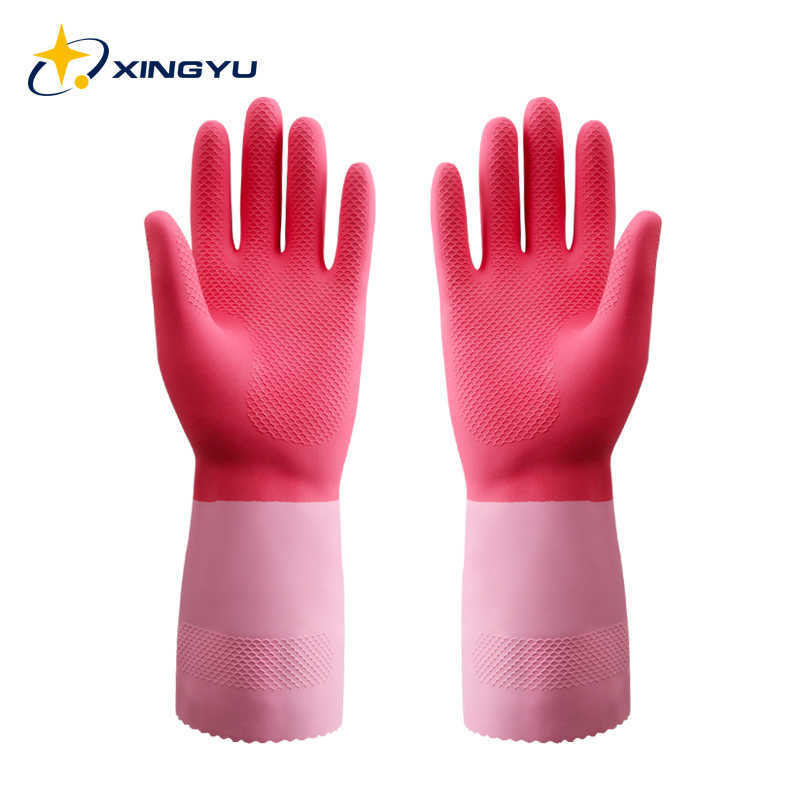 XINGYU Kitchen Household Cleaning Gloves Dish Laundary Washing Hand Thick Rubber Waterproof Durable Latex Anti Slip For Room