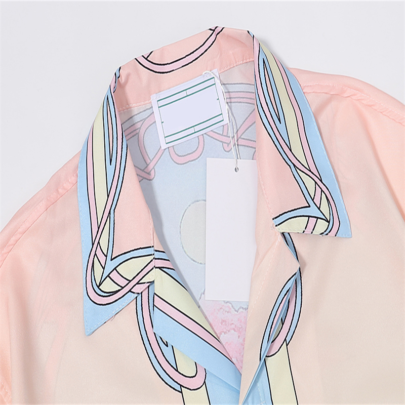 Casablanc-s 22ss designer shirts Masao San print mens casual shirt womens loose silk shirt short sleeves luxury t-shirt highquality tees size M-3XL #88888888