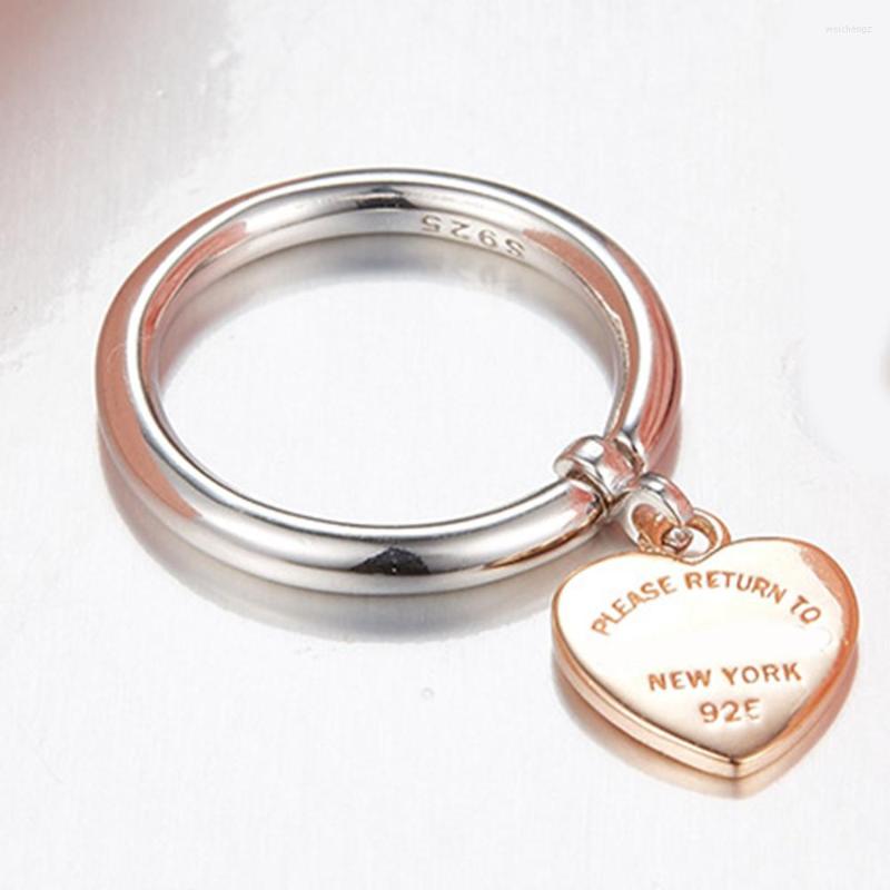 Rings cluster Logo Originale Heart Tag Ring Silver Classic High Version Lady 925sterling Love Fashion Jewelry San Valentino 285m