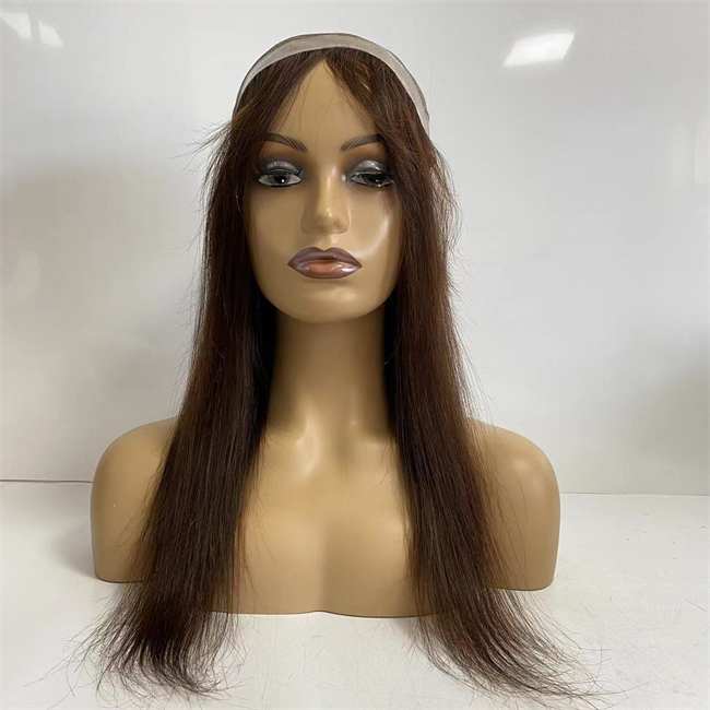 Brazilian Virgin Human Hair Dark Brown Color 3# Full Lace with PU Around Wig Lace with Thin Skin Perimeter Wigs for Woman