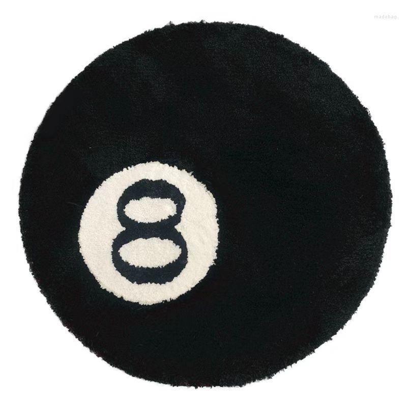 Carpets Billiards No 8 Ball Round Rug Black Imitation Cashmere Soft Lunge Gaming Chair Mat Bath Floor Kids Bedroom Carpet268D