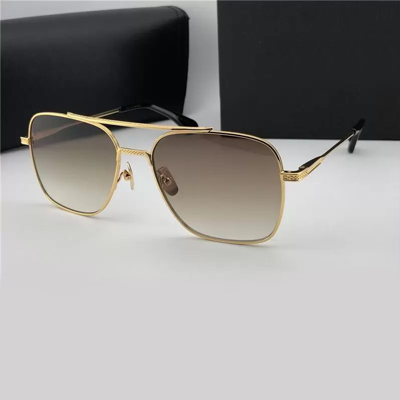 Lunettes de soleil carrées pilotes avec monture noire dorée et lentille dégradée brune 007 Lunettes de soleil pour femmes et hommes Nuances UV400 avec bo299q