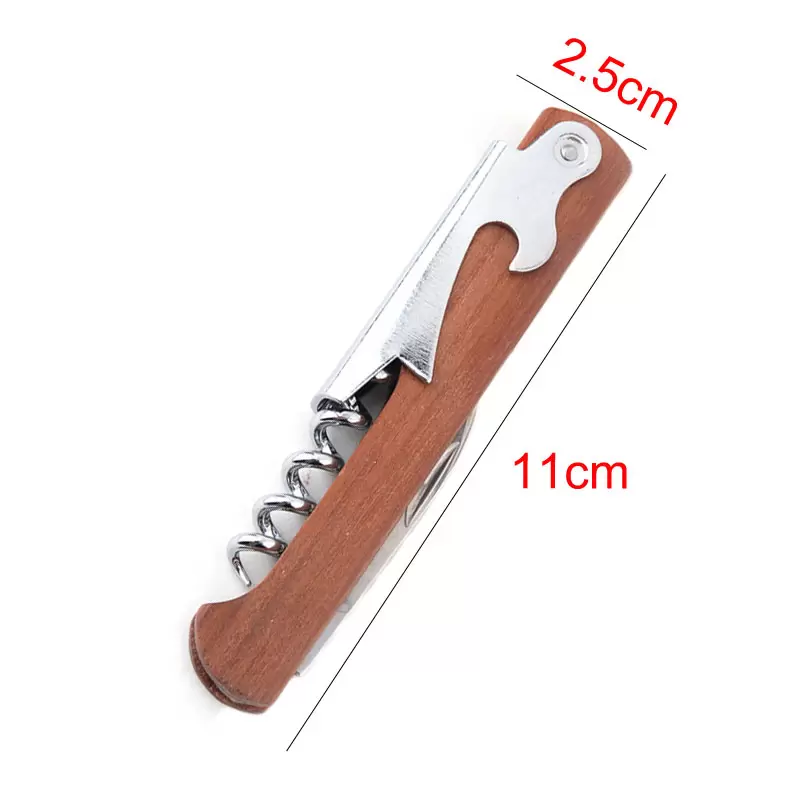 Stainless Steel Hand-Held Deluxe Bottle Openers Wood Handle Wine Opener Corkscrew Double Hinged Waiters Wine Bottle Opener