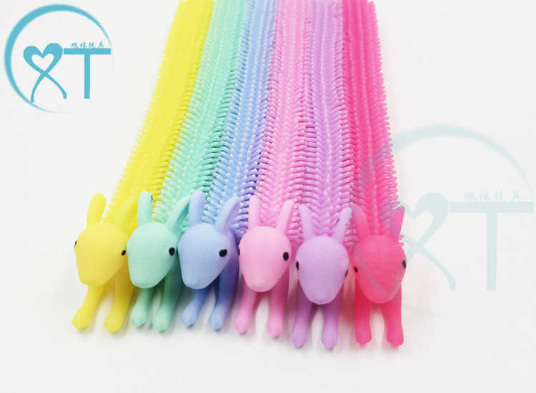 Fidget Sensory Toy Easter Bunny Animal Silicone Noodle Rope TPR Stress Reliever Toys Cartoon Rabbits Pull Ropes Stress Angst Relief Finger ToyT01i3LP