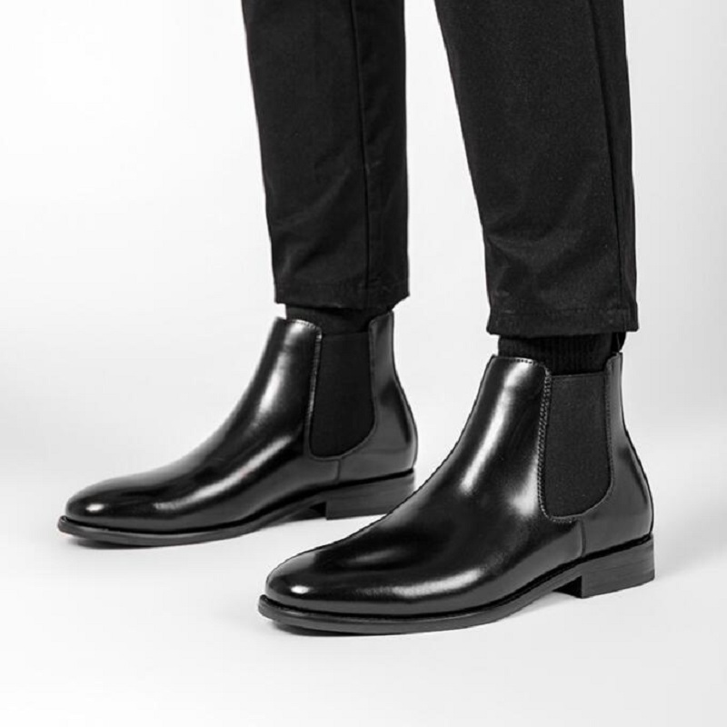 Chelsea Boots Men Black Brown Business Krótkie buty dla mężczyzn ręcznie robione kostki zapatos hombre da025