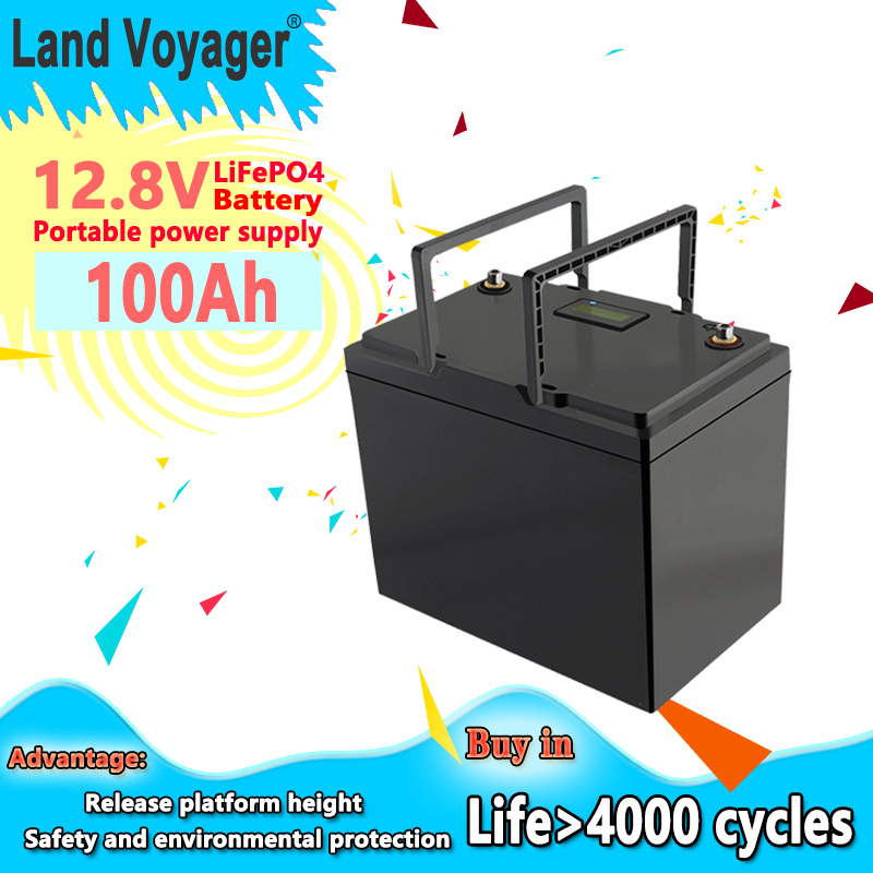 Land Voyager lifepo4 battery pack 12.8V 100AH 120AH with 100A BMS 4S1P 12V batteries suitable for cart UPS household appliances inverter generator and 14.6V10A