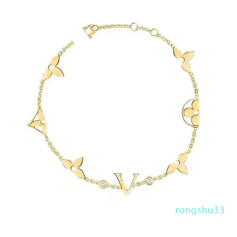 Women designer bracelet chain luxury bracelet gold plated fashion trendy pulsera lock flower letter pendant diamond cjeweler love 278A