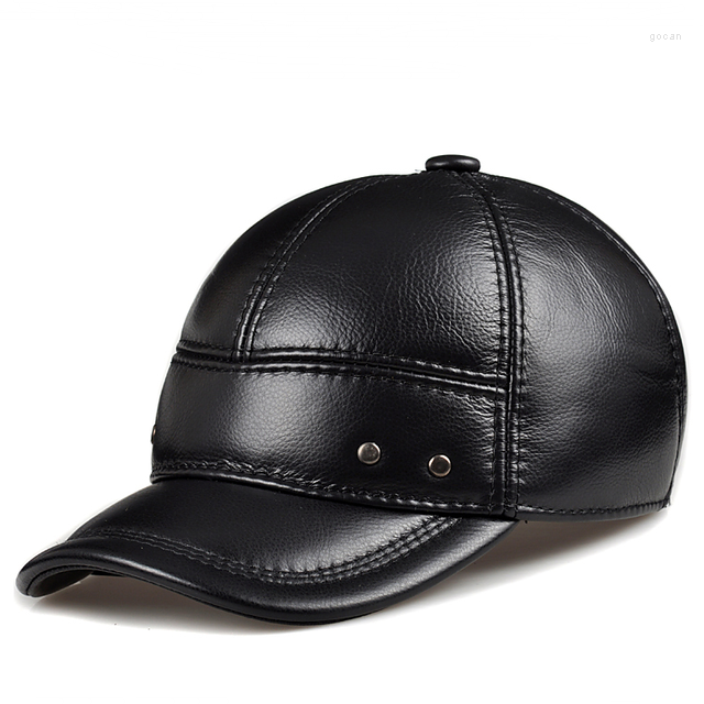 Ball Caps Brand Winter Genuine Leather Black Brown Baseball For Man Women Casual Street Outdoor Hockey Golf Gorras Real Cowhide Ha285D