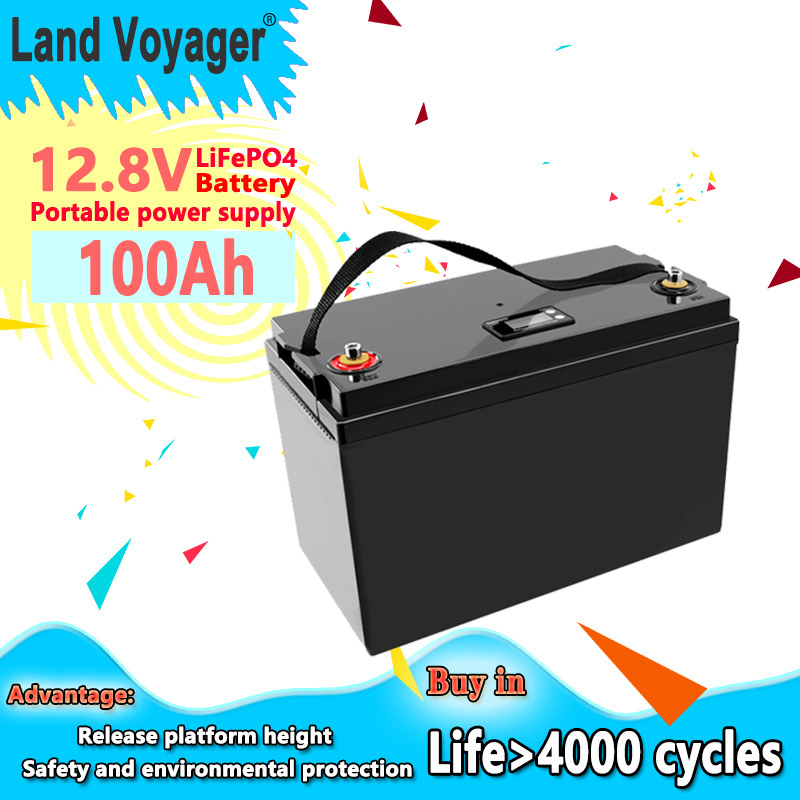 Land Voyager lifepo4 battery pack 12.8V 100AH 120AH with 100A BMS 4S1P 12V batteries suitable for cart UPS household appliances inverter generator and 14.6V10A