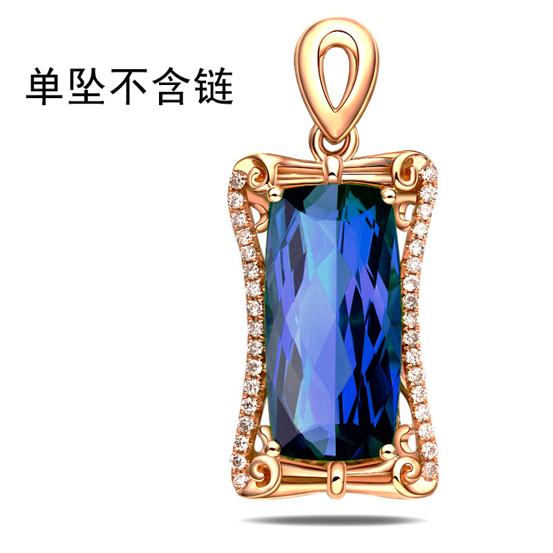 Pendant women Imitation red tourmaline emerald square pendant zircon diamond rose gold plated sweet necklace European and American style lady fashion jewelry gift