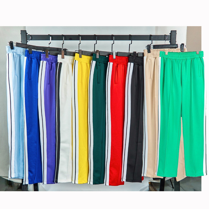 

men women casual jogger pants streetwear cargo pant striped side sport trousers, Black