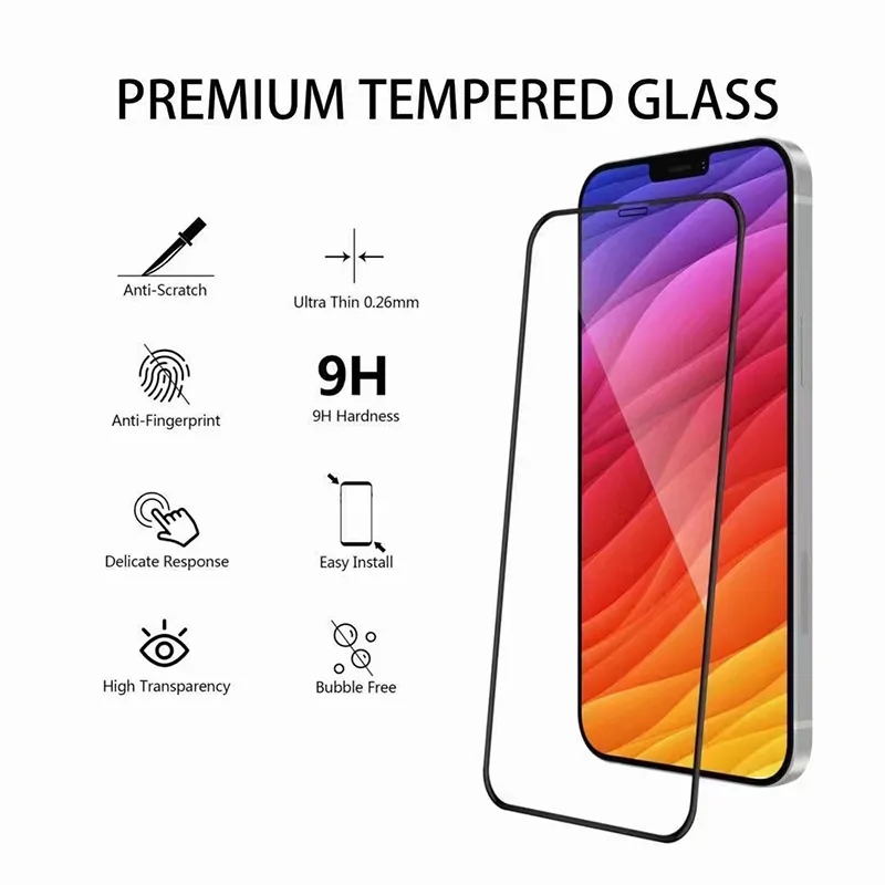 20D Anti-Static Full Cover Tempered Glass Phone Screen Protector für iPhone 15 14 13 12 PRO Samsung s22 s23 a54 A13 A23 A33 A53 A73 A22 A32 A42 A52 4G 5G Einzelhandelspaket