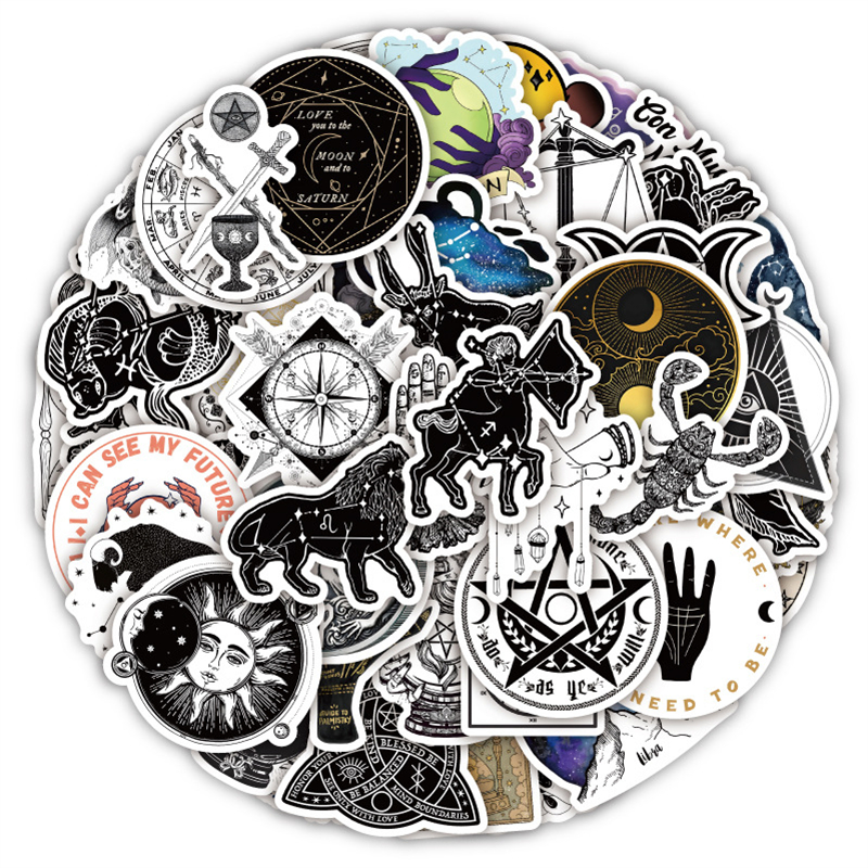 New Astrology Stickers Vintage Aesthetic Magic Stickers Zodiac Celestial Witchcraft Stickers Graffiti Stickers for DIY Luggage Laptop Sticker