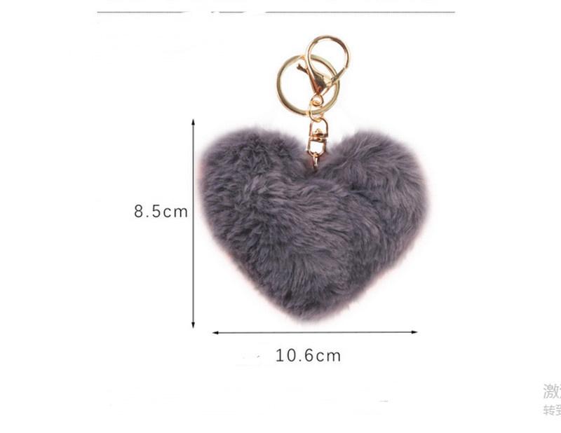 Fashion Love Plush Pendant Heart Key Chain Keychain Cute Stuffed Plush Car Accessories Bag Imitation Rex Rabbit Hair Ball Toy Gifts G12904