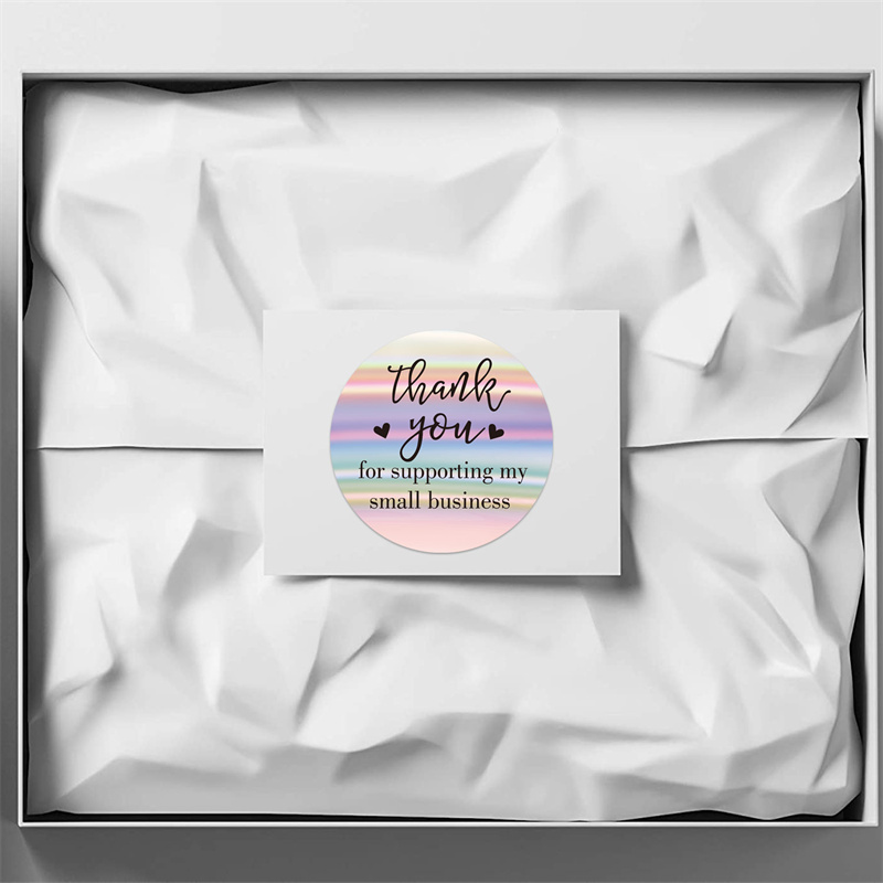 Laser Adhesive Stickers 1 Roll 1inch Thank You for supporting my small business Round Label For Holiday Presents Business Festive Decoration